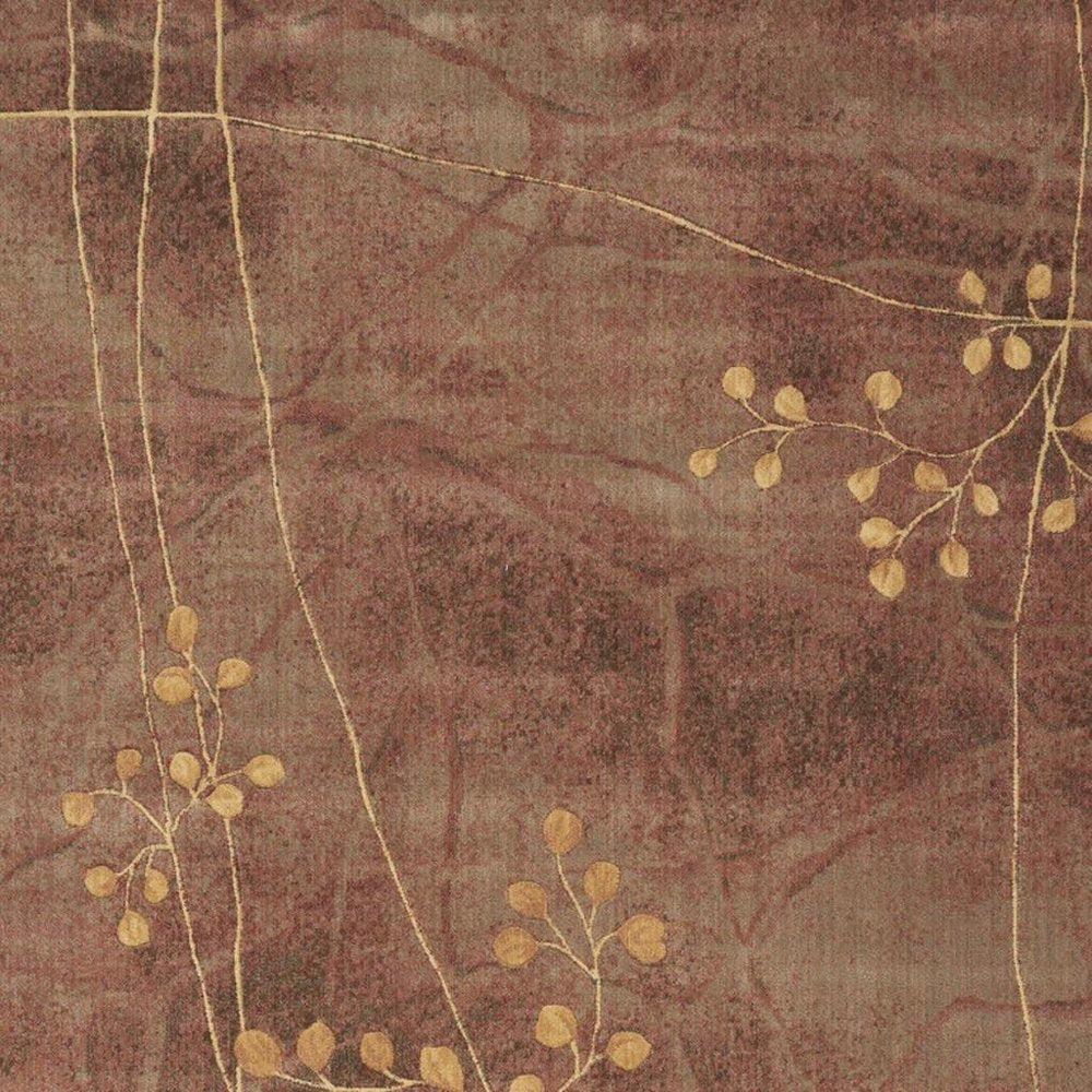 8' X 11' Brown Floral Power Loom Non Skid Area Rug