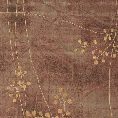 8' X 11' Brown Floral Power Loom Non Skid Area Rug