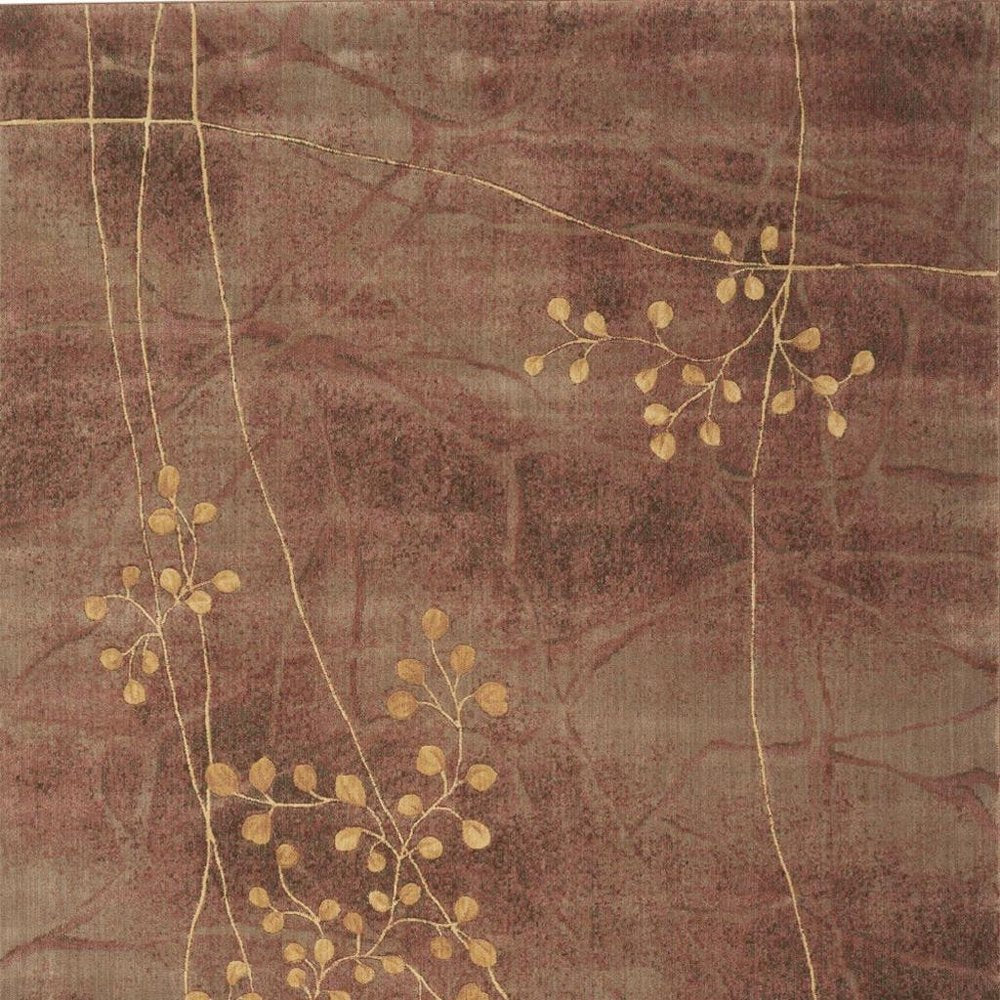 8' X 11' Brown Floral Power Loom Non Skid Area Rug