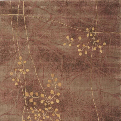 8' X 11' Brown Floral Power Loom Non Skid Area Rug