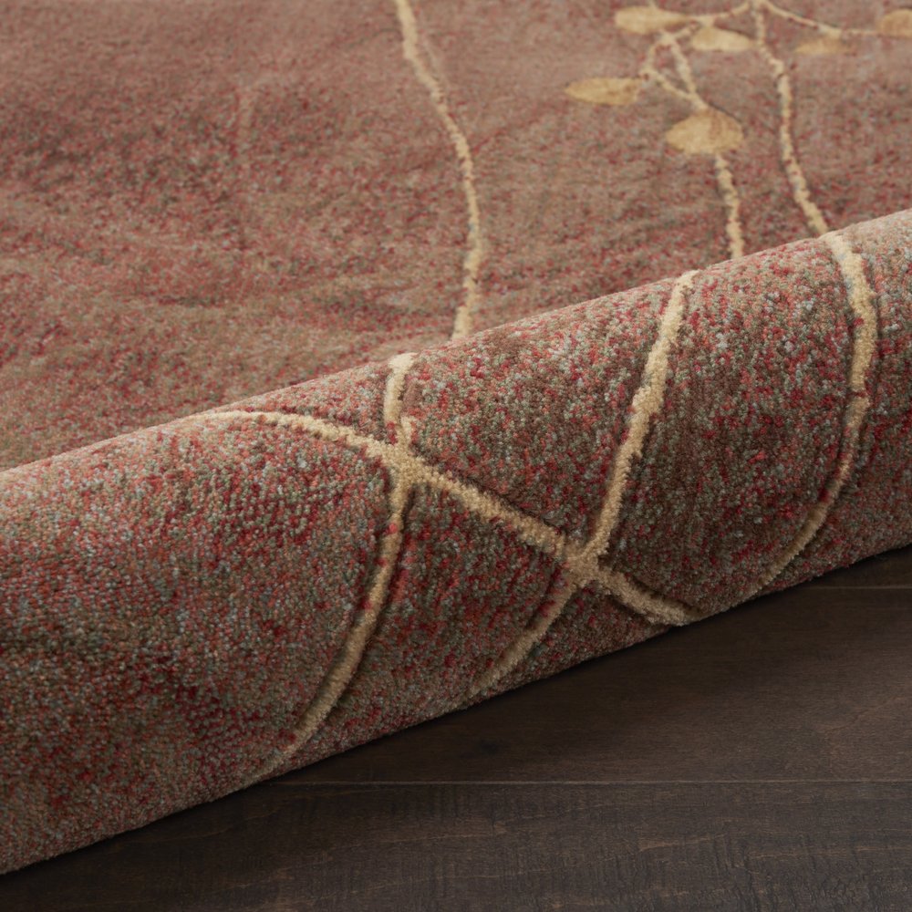 8' X 11' Brown Floral Power Loom Non Skid Area Rug