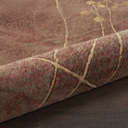 8' X 11' Brown Floral Power Loom Non Skid Area Rug