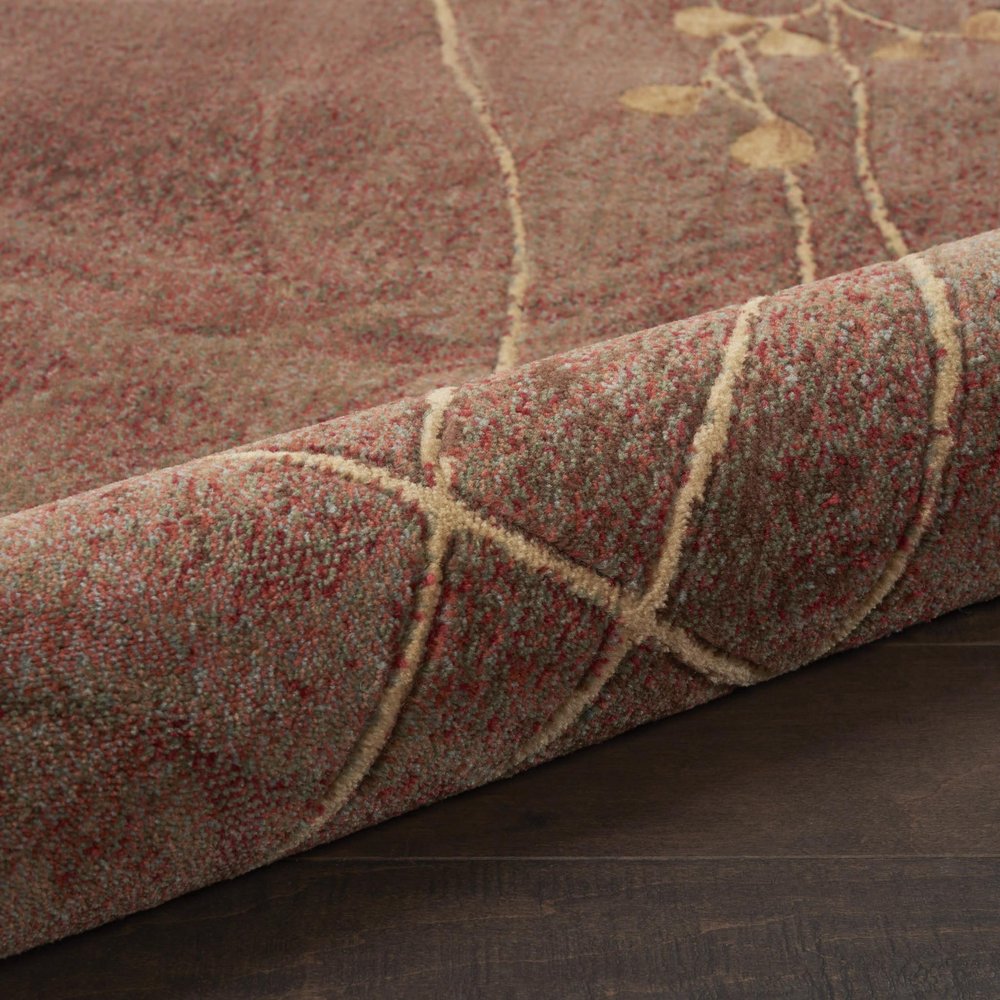 8' X 11' Brown Floral Power Loom Non Skid Area Rug