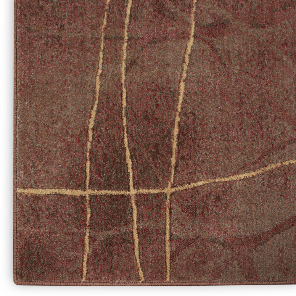 8' X 11' Brown Floral Power Loom Non Skid Area Rug
