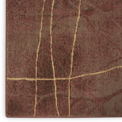 8' X 11' Brown Floral Power Loom Non Skid Area Rug