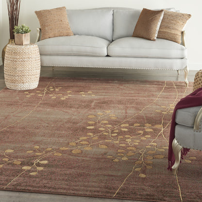 8' X 11' Brown Floral Power Loom Area Rug