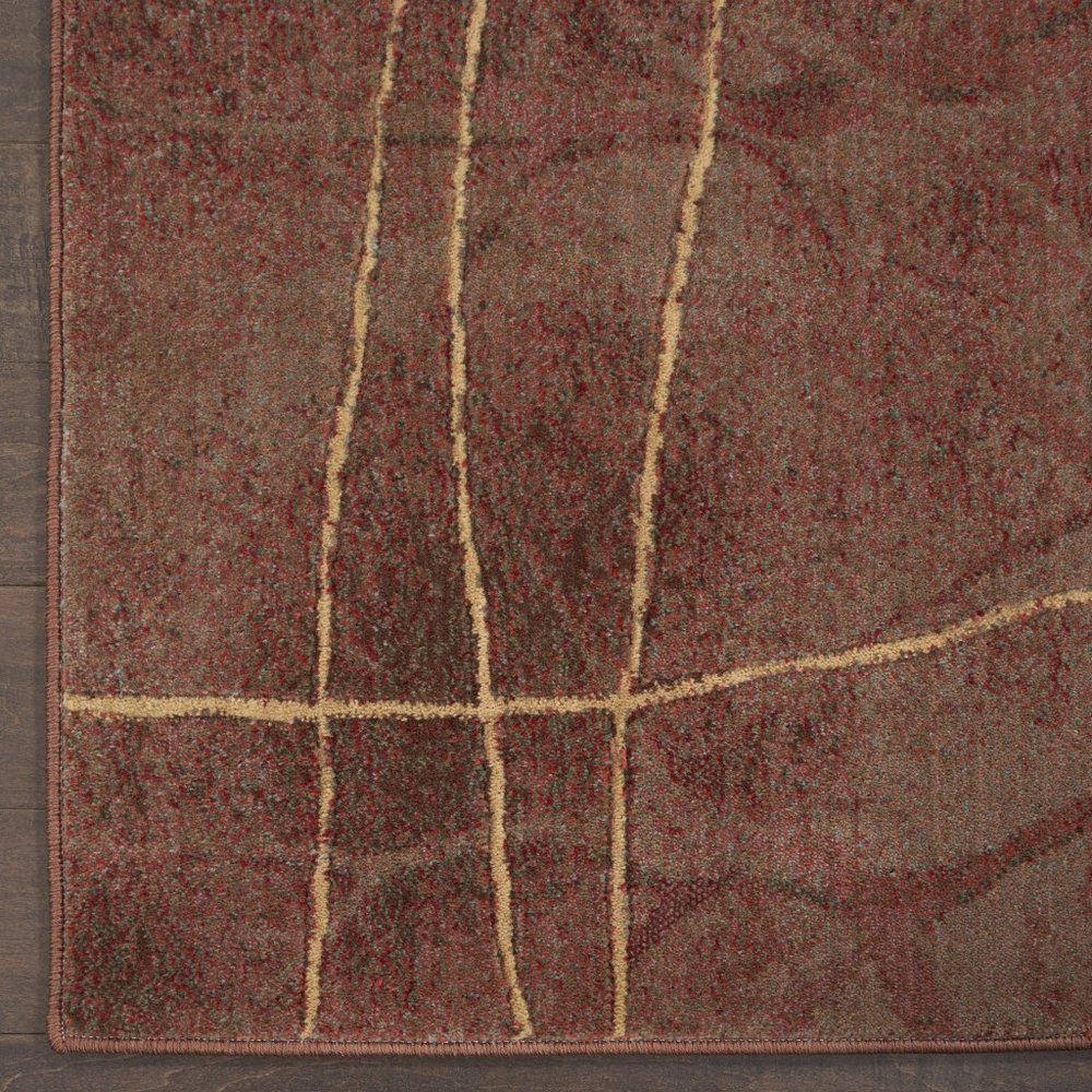 8' X 11' Brown Floral Power Loom Non Skid Area Rug
