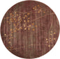 6' Brown Round Floral Power Loom Area Rug