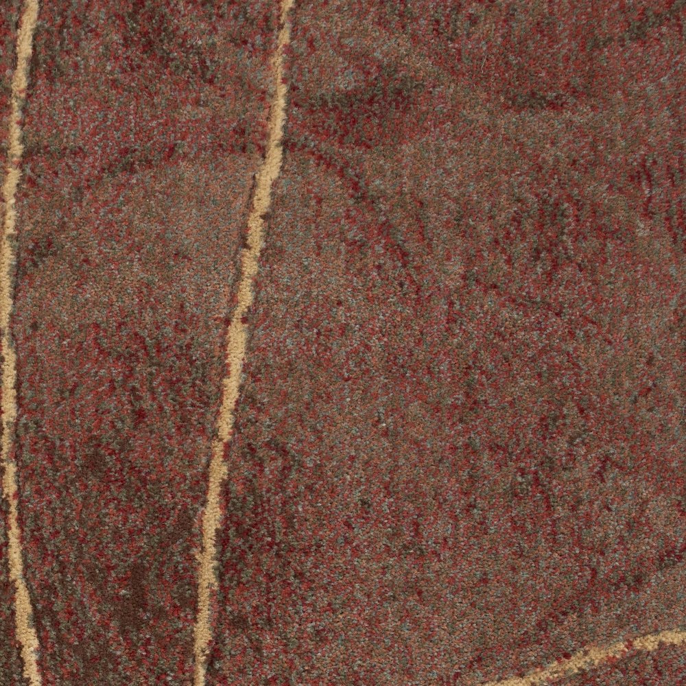 6' Brown Round Floral Power Loom Area Rug
