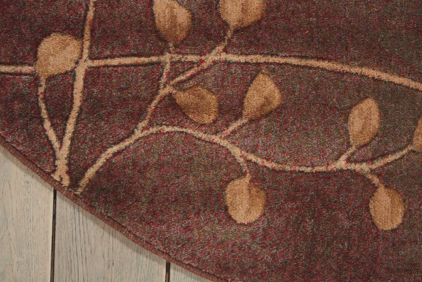 6' Brown Round Floral Power Loom Area Rug