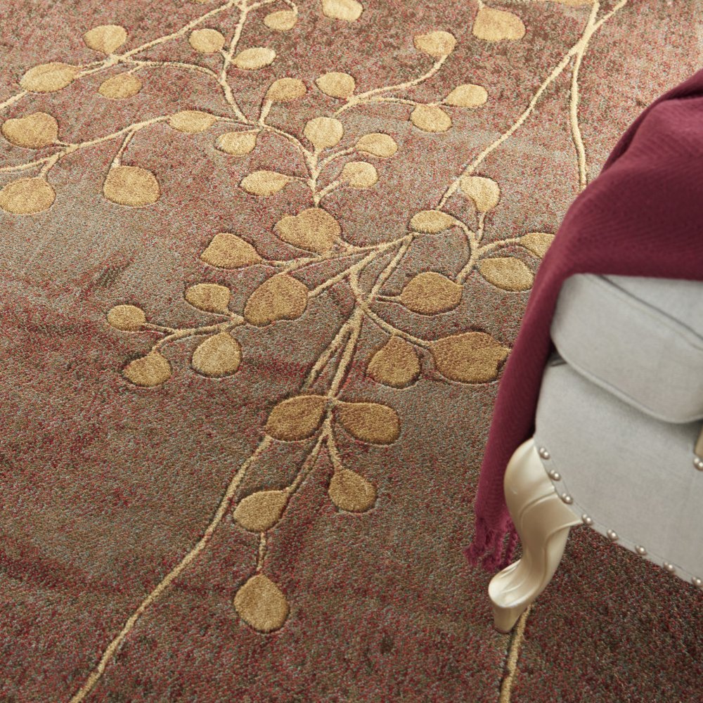6' Brown Round Floral Power Loom Area Rug