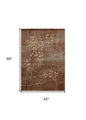 4' X 6' Brown Floral Power Loom Area Rug