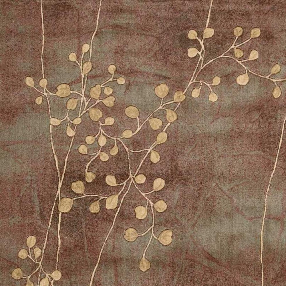 2' X 3' Brown Floral Power Loom Area Rug