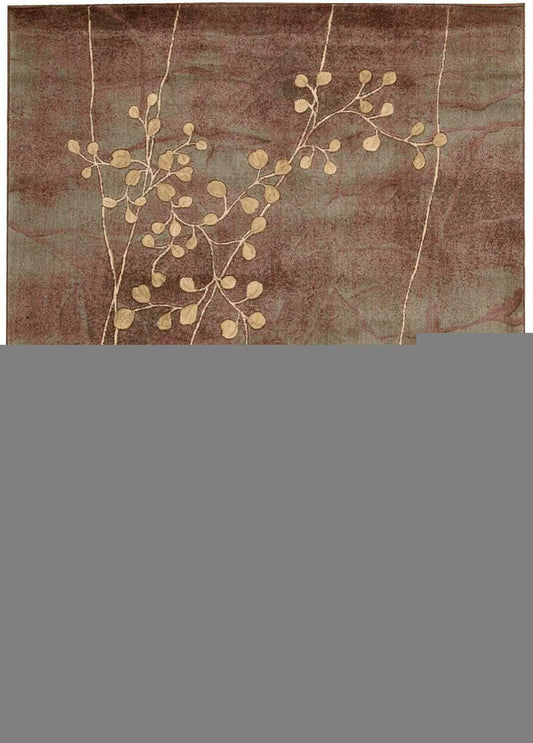 2' X 3' Brown Floral Power Loom Area Rug
