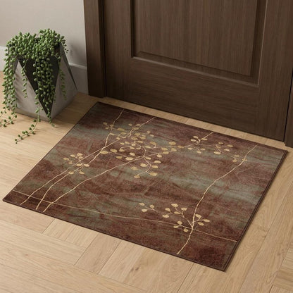 2' X 3' Brown Floral Power Loom Area Rug