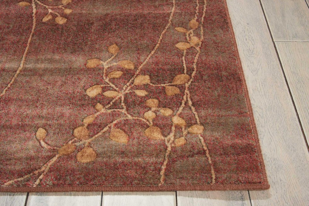 2' X 3' Brown Floral Power Loom Area Rug