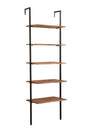 72" Brown Metal and Solid Wood Five Tier Ladder Bookcase