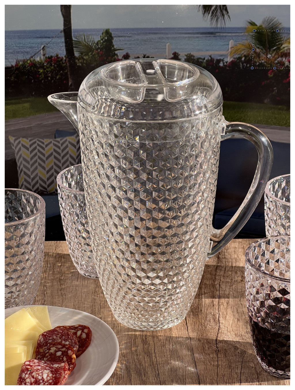 2.5 Quart Clear Diamond Acrylic Serving Pitcher