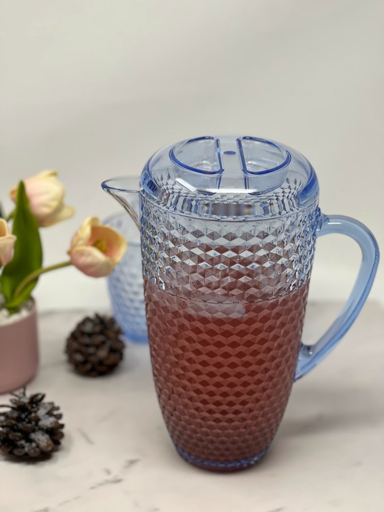 Blue Acrylic Convex Curve Shape Stemless Pitcher