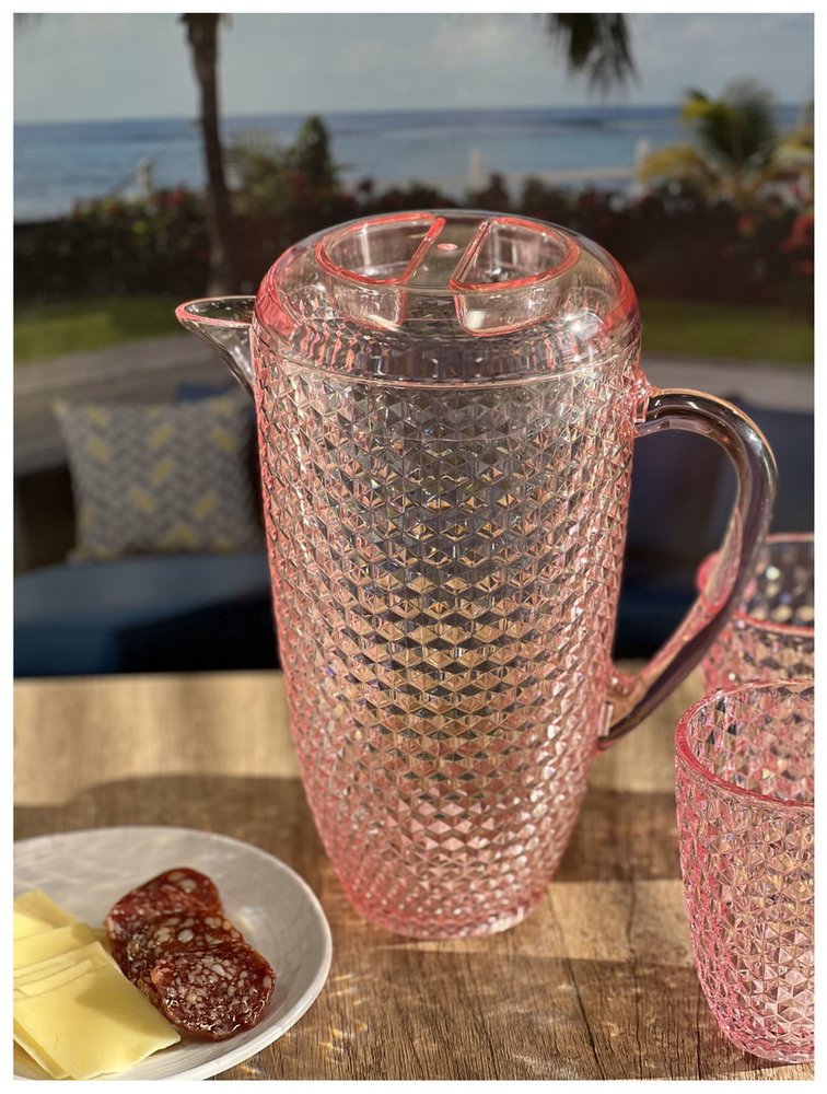 Blue Acrylic Convex Curve Shape Stemless Pitcher