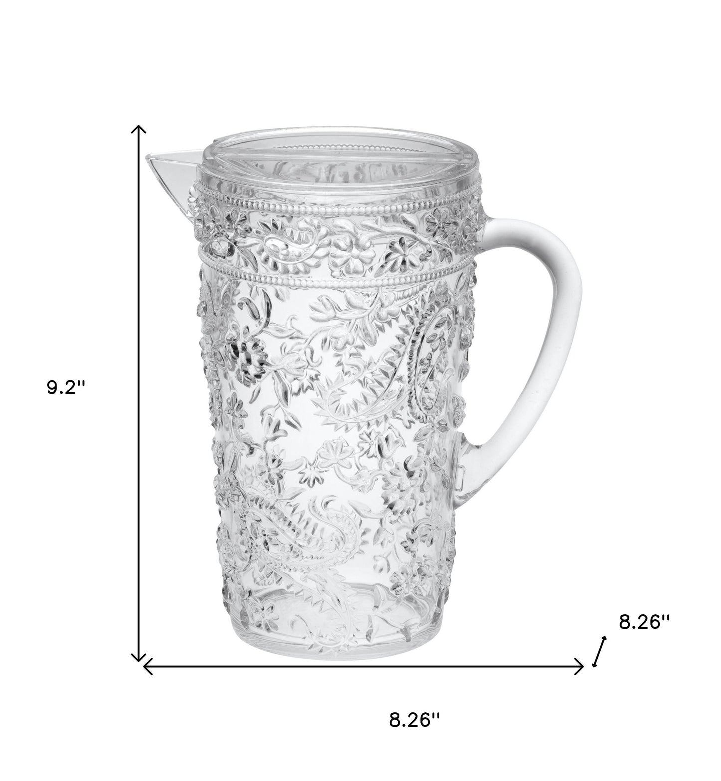 2.5 Quart Clear Paisley Acrylic Pitcher