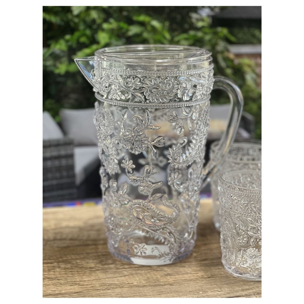 2.5 Quart Clear Paisley Acrylic Pitcher