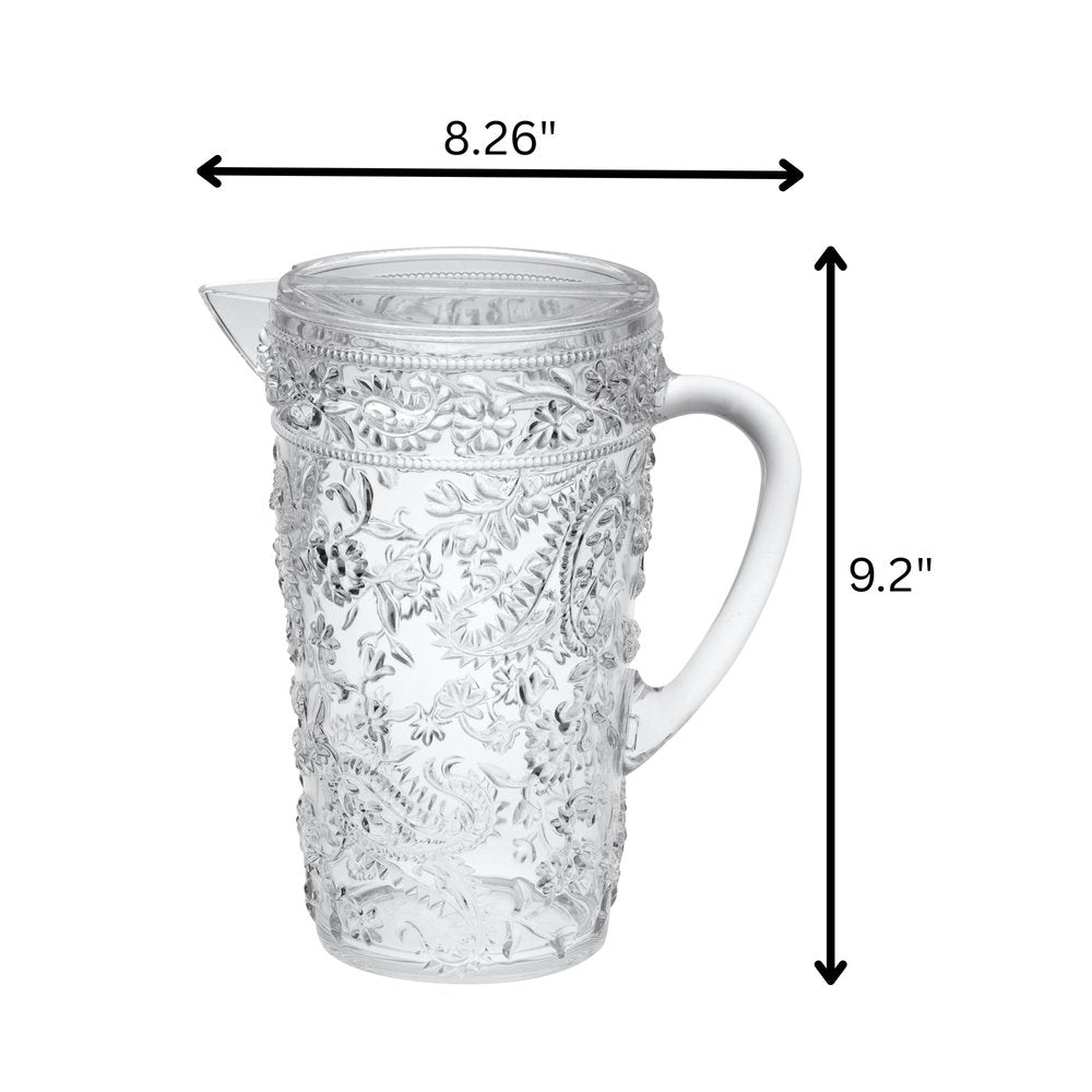 2.5 Quart Clear Paisley Acrylic Pitcher