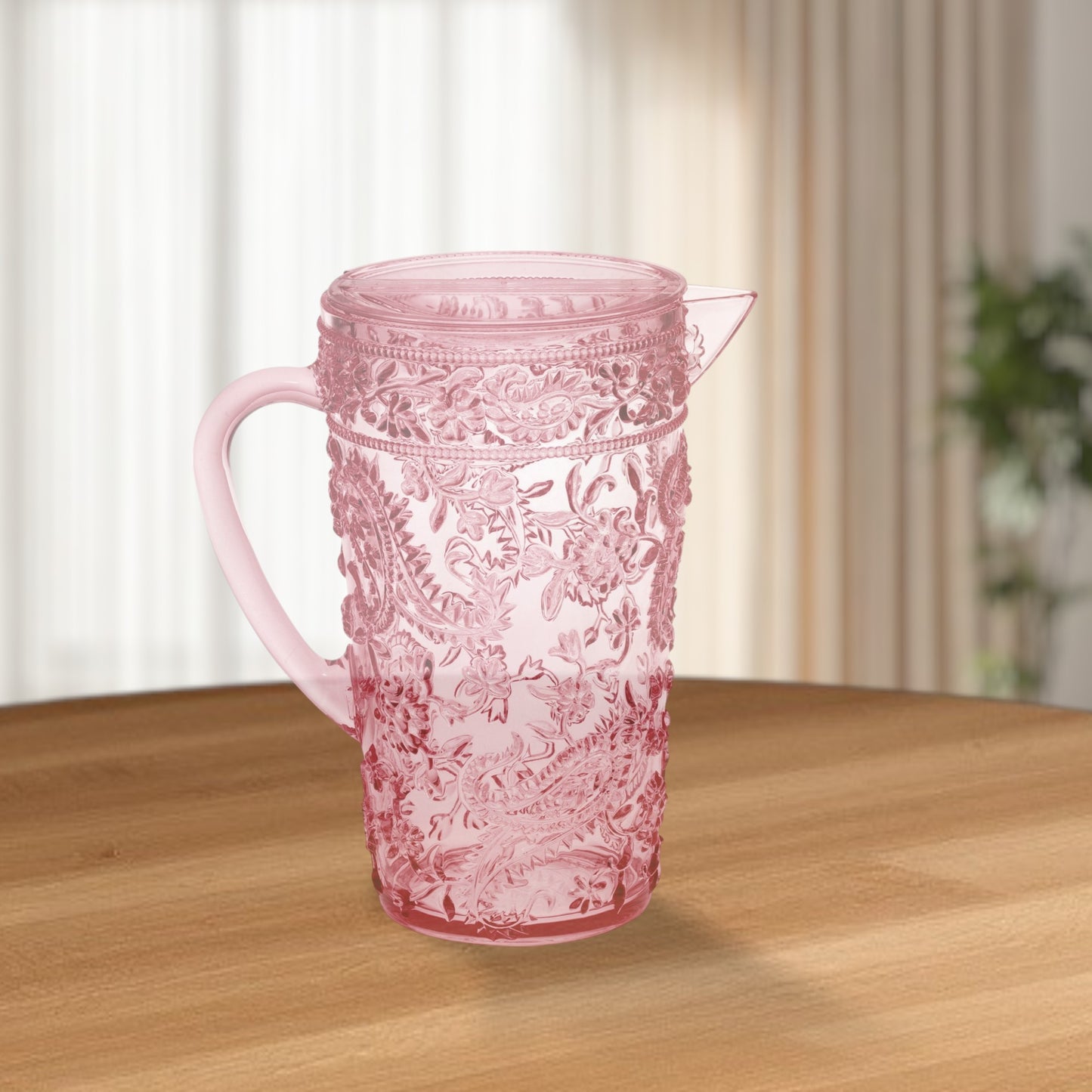 2.5 Quart Pink Paisley Acrylic Pitcher