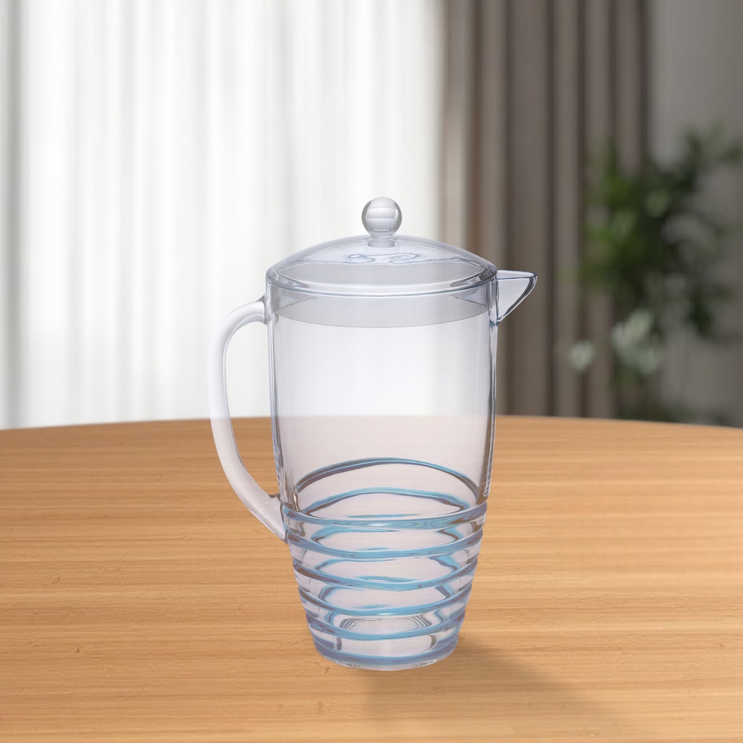 2.5 Quart Clear and Blue Swirl Acrylic Pitcher