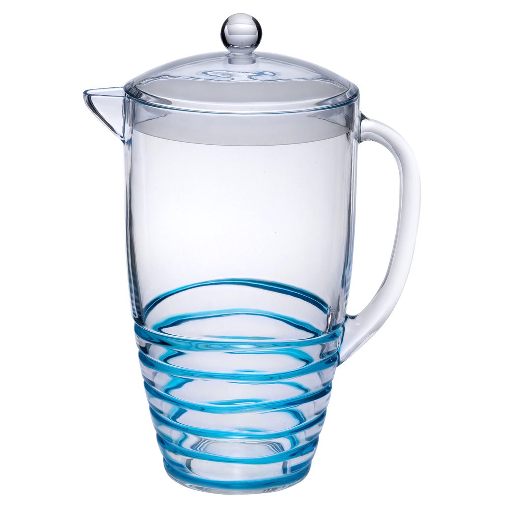 Clear And Blue Acrylic Convex Curve Shape Stemless Pitcher