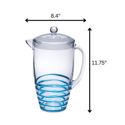 2.5 Quart Clear and Blue Swirl Acrylic Pitcher