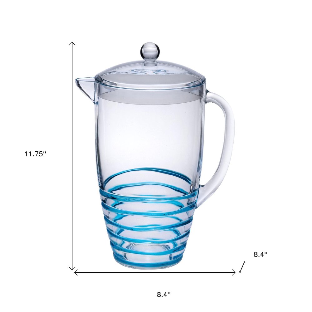 Clear And Blue Acrylic Convex Curve Shape Stemless Pitcher