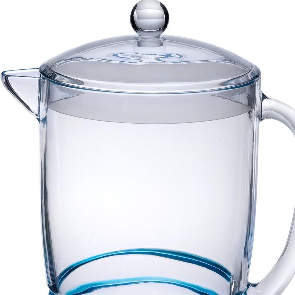 Clear And Blue Acrylic Convex Curve Shape Stemless Pitcher