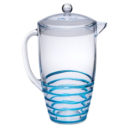 Clear And Blue Acrylic Convex Curve Shape Stemless Pitcher