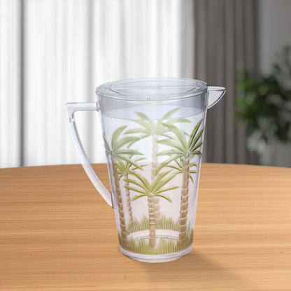 2.5 Quart Clear and Green Palm Tree Acrylic Pitcher