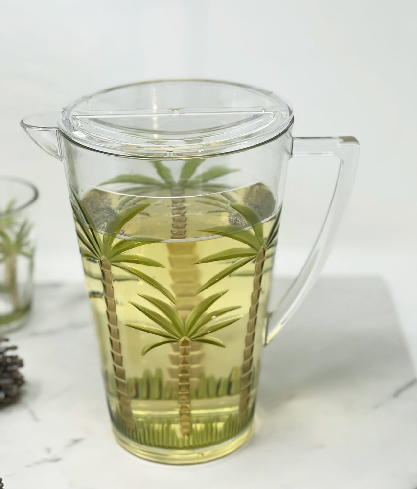 Clear And Green Acrylic Convex Curve Shape Stemless Pitcher