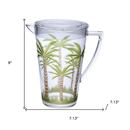 2.5 Quart Clear and Green Palm Tree Acrylic Pitcher