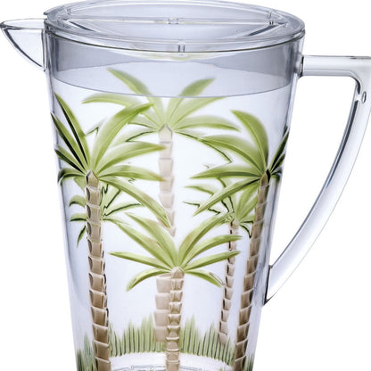 2.5 Quart Clear and Green Palm Tree Acrylic Pitcher