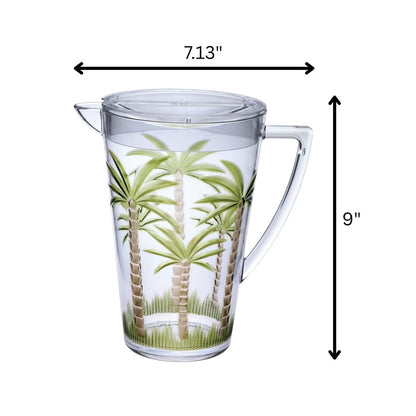 2.5 Quart Clear and Green Palm Tree Acrylic Pitcher