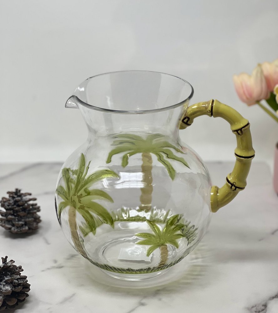 Clear And Green Acrylic Convex Curve Shape Stemless Pitcher
