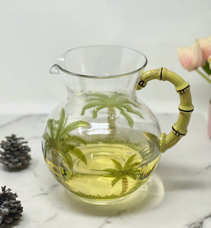 Clear And Green Acrylic Convex Curve Shape Stemless Pitcher