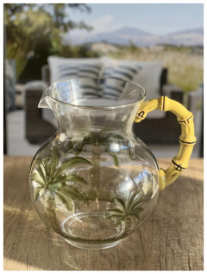 Clear And Green Acrylic Convex Curve Shape Stemless Pitcher