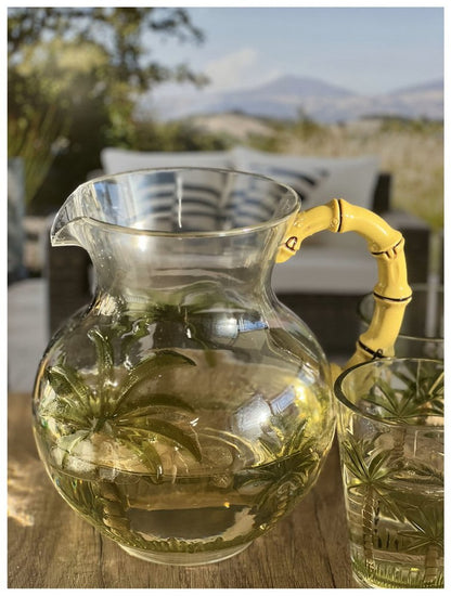 3 Quart Clear and Green Palm Tree Acrylic Pitcher