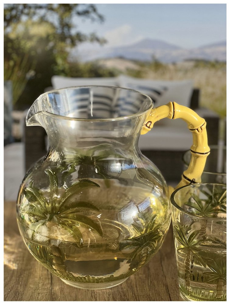 Clear And Green Acrylic Convex Curve Shape Stemless Pitcher
