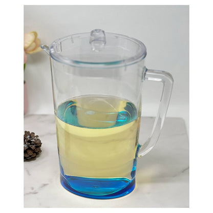 Clear And Blue Acrylic Convex Curve Shape Stemless Pitcher