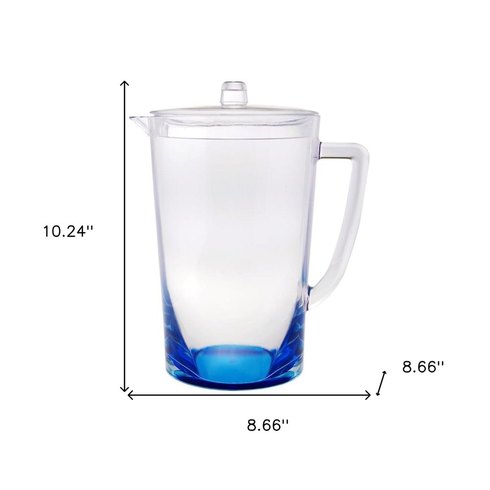 Clear And Blue Acrylic Convex Curve Shape Stemless Pitcher