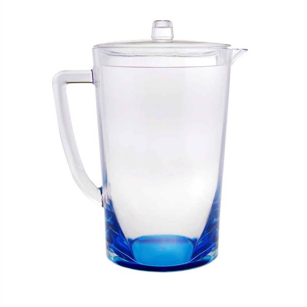 Clear And Blue Acrylic Convex Curve Shape Stemless Pitcher