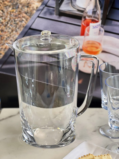 Clear And Blue Acrylic Convex Curve Shape Stemless Pitcher