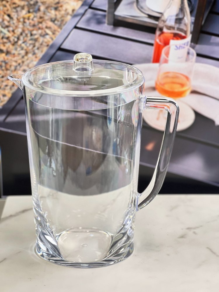 Clear And Blue Acrylic Convex Curve Shape Stemless Pitcher