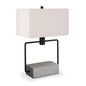 22" Gray and Black Mod Table Lamp With White Rectangular Shade